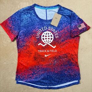 Nike Dri Fit Women's Running Short Sleeve Shirt - USA One - Small